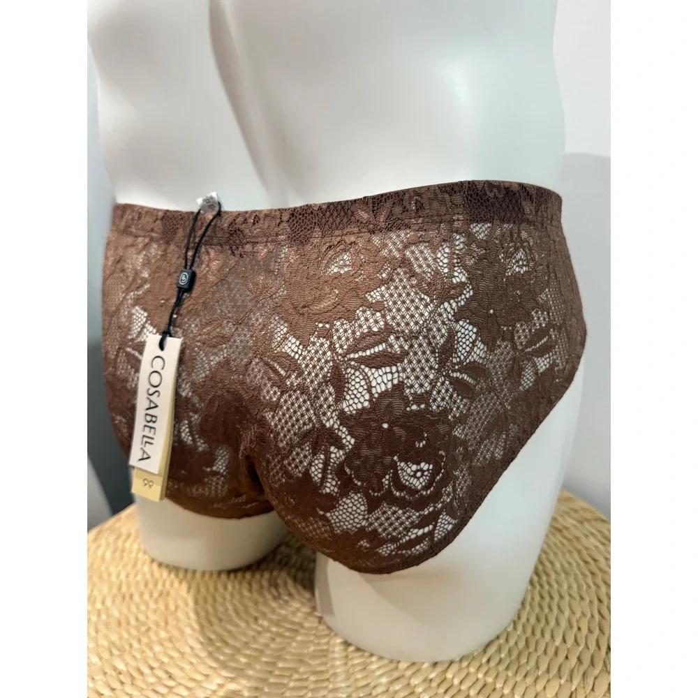 Cosabella Never Say Never Comfort Micro Brief Men's Lace Underwear Due Brown L